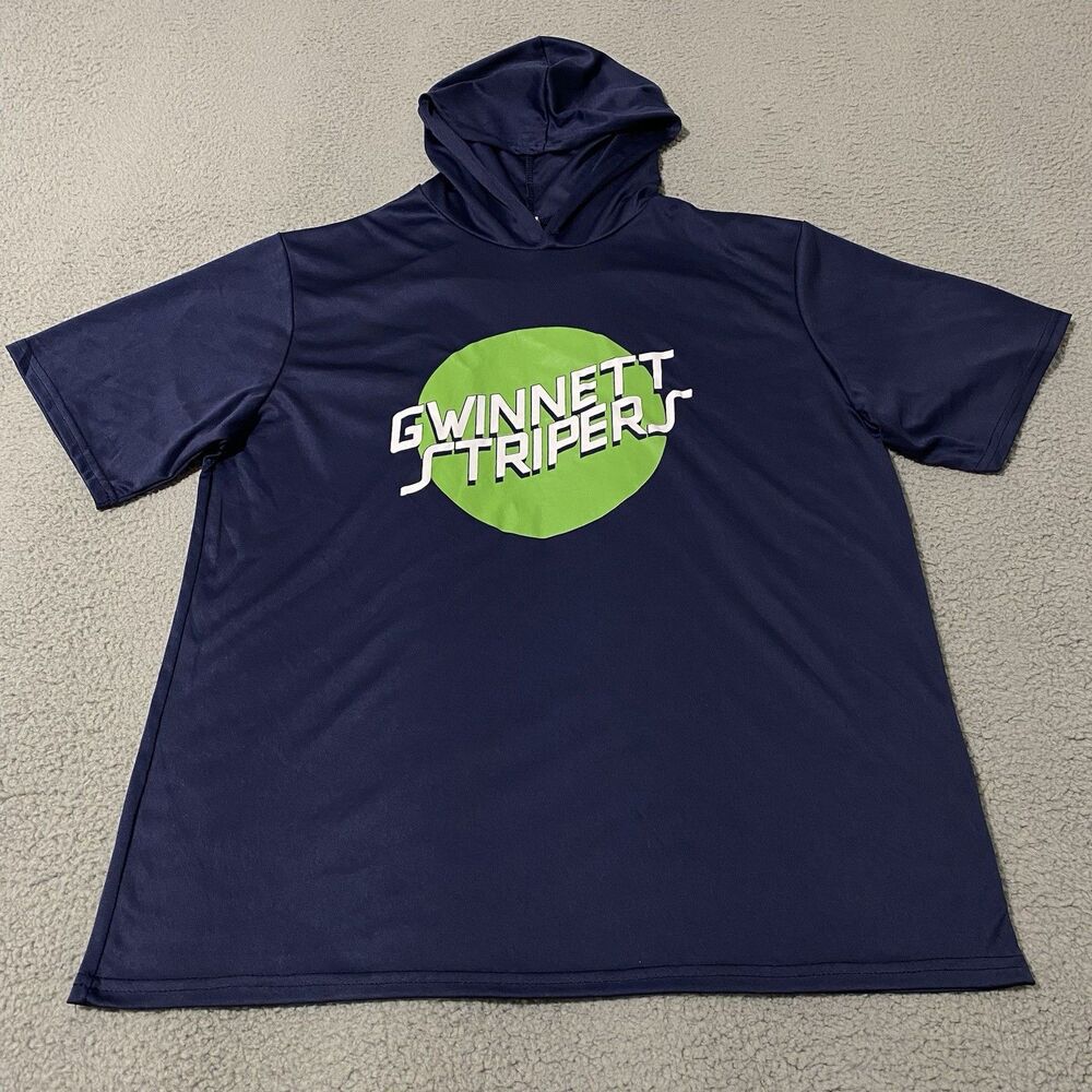Gwinnett Stripers Sun Shirt Mens Medium Blue Hooded Minor League Baseball MiLB